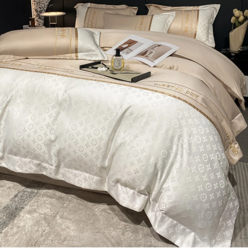 轻奢冰丝四件套丝滑凉感刺绣被套床上用品床单床笠款被罩四件套