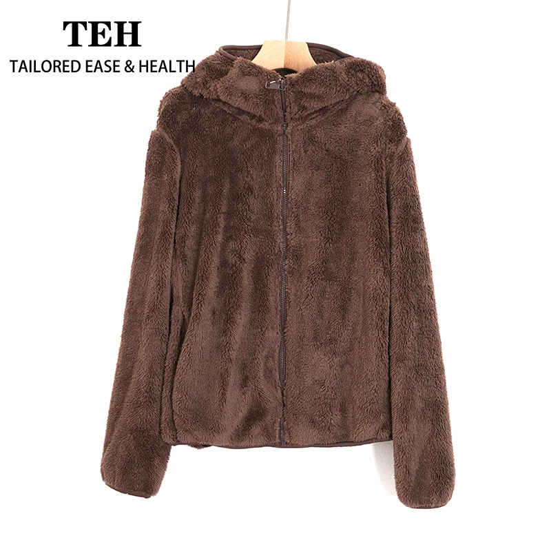 女士连帽外套秋冬新款居家保暖款休闲夹克潮 B16C01003