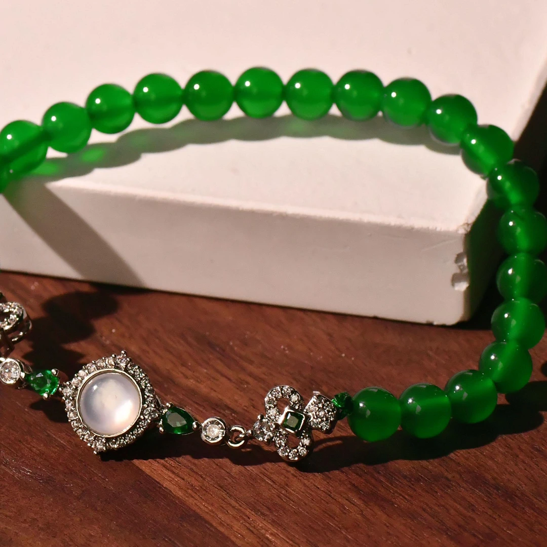 玉髓 【H189】轻奢小众绿色串珠显白手链