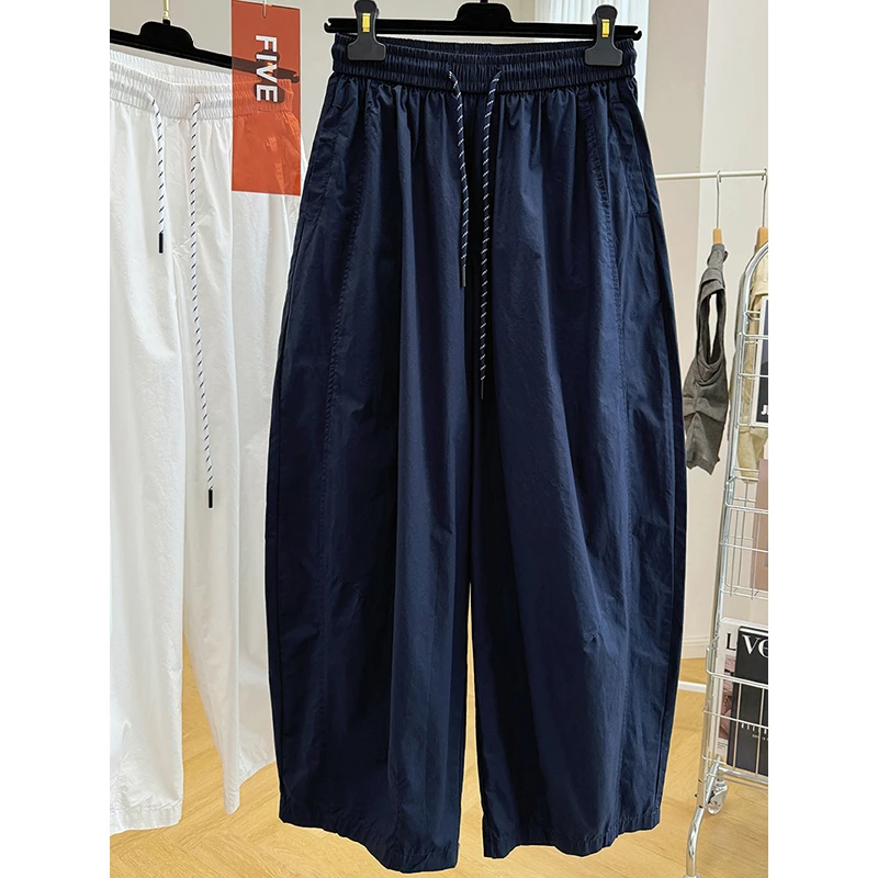 NUMEN BUTTON/灵扣新款2024夏季高级感洋气松紧腰抽绳休闲裤女