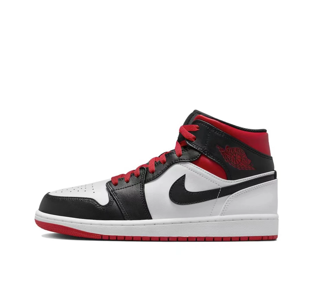 Nike Air Jordan 1 Mid AJ1黑白红 中帮 复古篮球鞋DQ8426-106