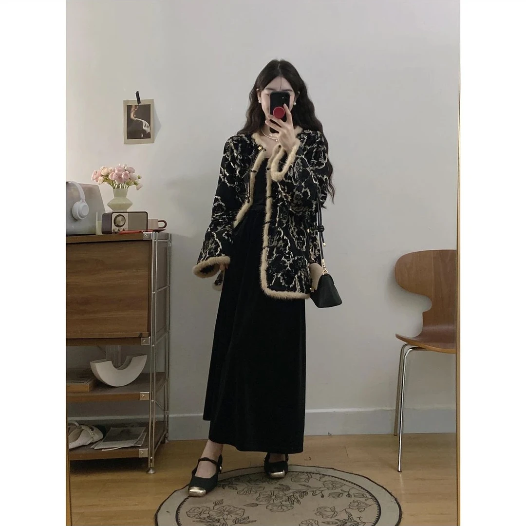 小香风显瘦气质针织复古法式秋冬女装春秋小个子长袖洋气时尚黑色