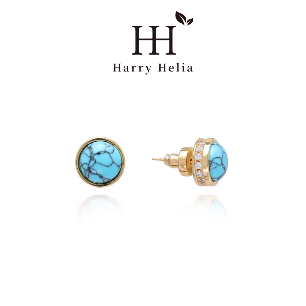 铜合金耳饰 （蓝色梦境)复古小巧时尚轻奢高级感耳钉HE21358-1