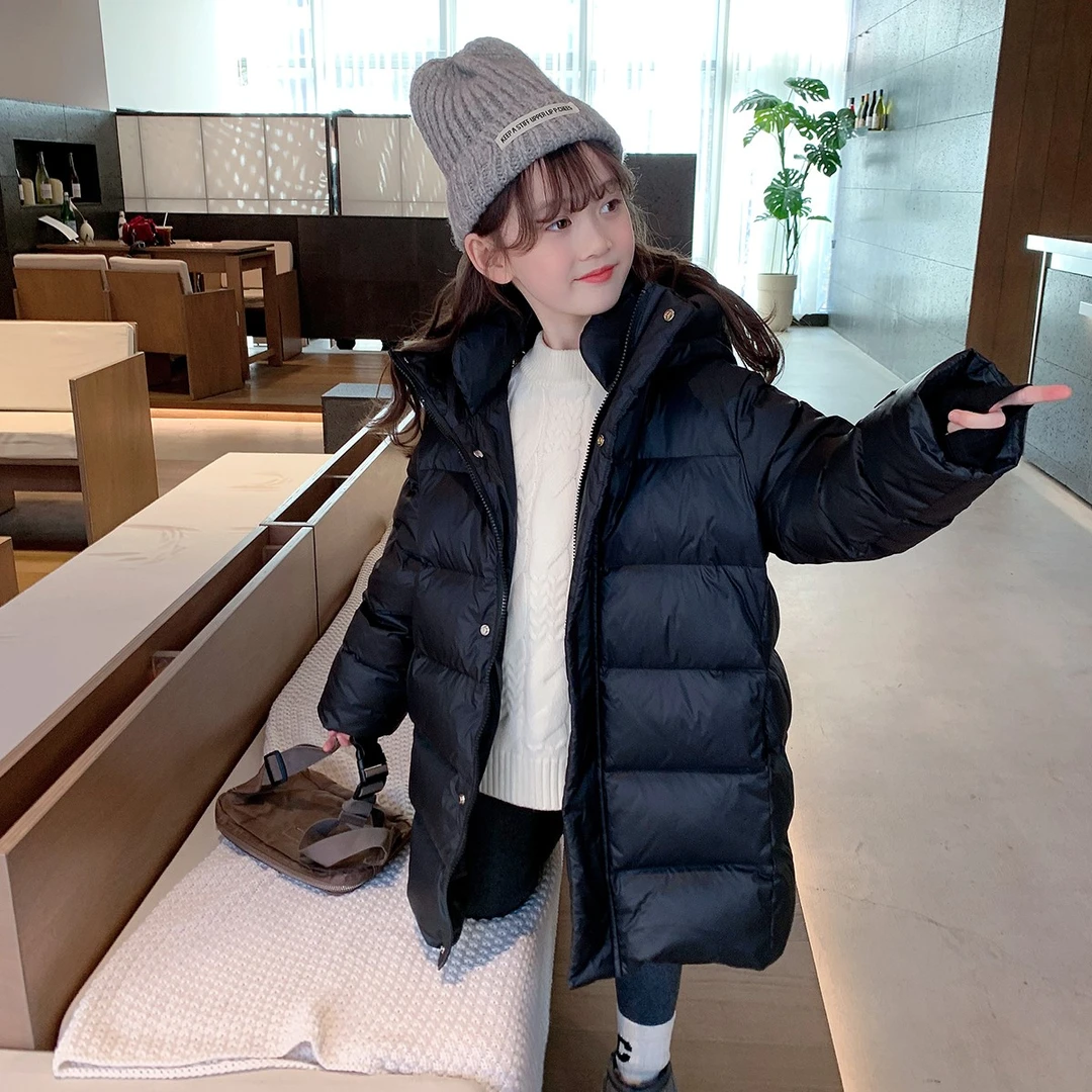 现货女童羽绒服2023新款冬季时尚女宝宝白鸭绒中长款上衣潮Z23419