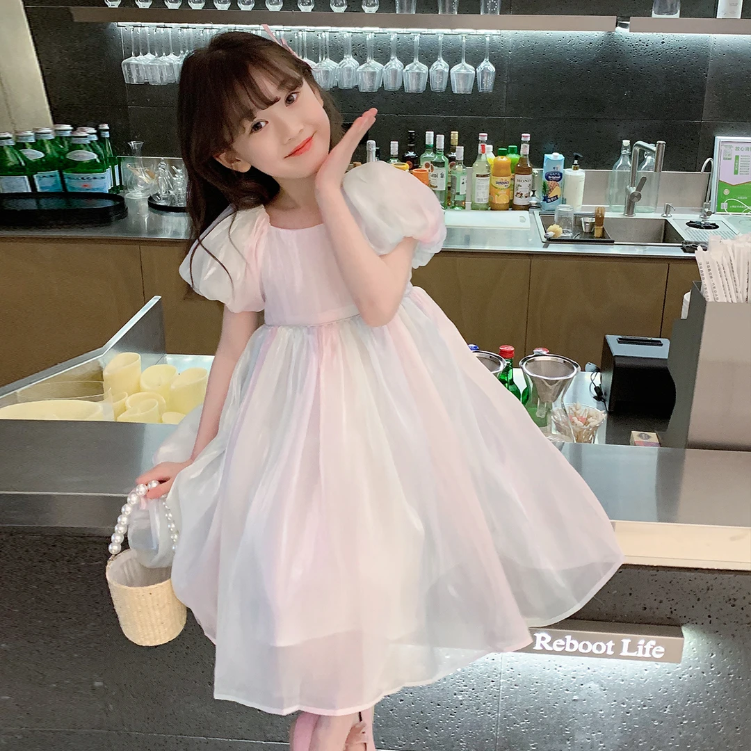 女童连衣裙2025新款韩版儿童夏季流光彩色公主裙Q24117