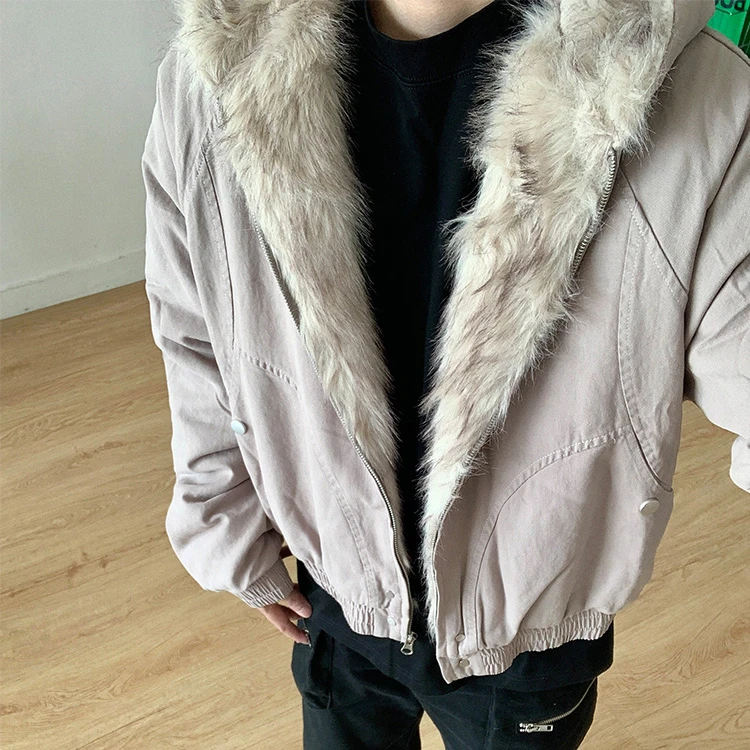 复古cleanfit毛领棉服夹克男女潮ins冬季加厚工装外套男士短款