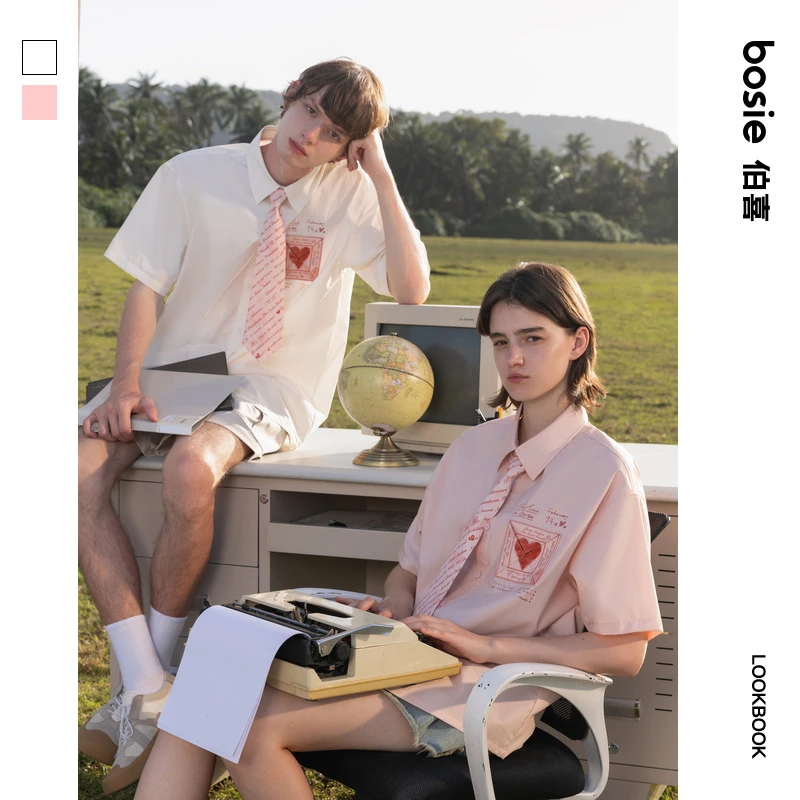 【焦迈奇同款】bosie伯喜25年夏季新款可拆信封领带短袖衬衫男情侣