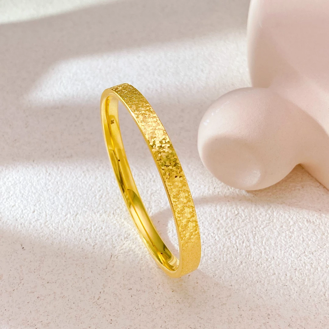 【宽版碎碎冰卡6】5D工艺足金999黄金手镯时尚气质百搭闪闪多退少补