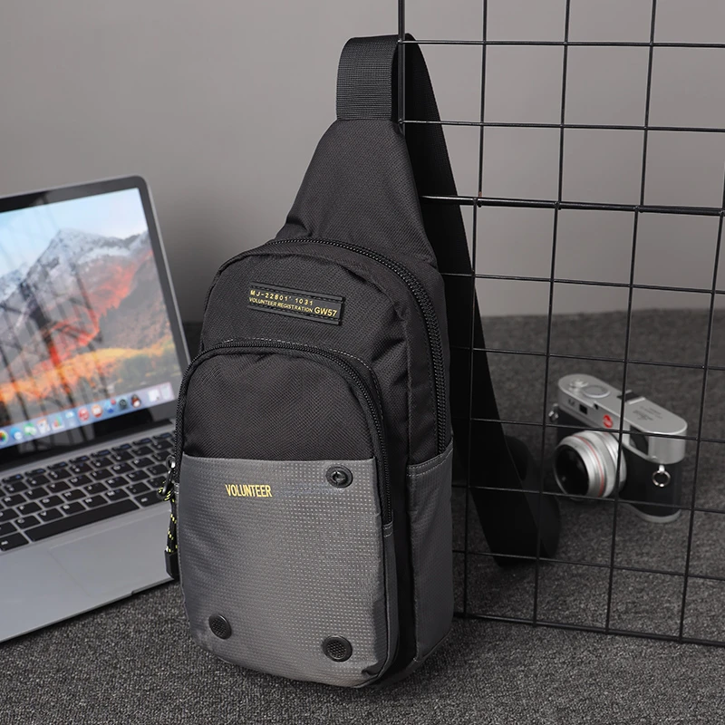 休闲男士胸包帆布斜挎包运动单肩包轻便小背包潮牌包包1698-19