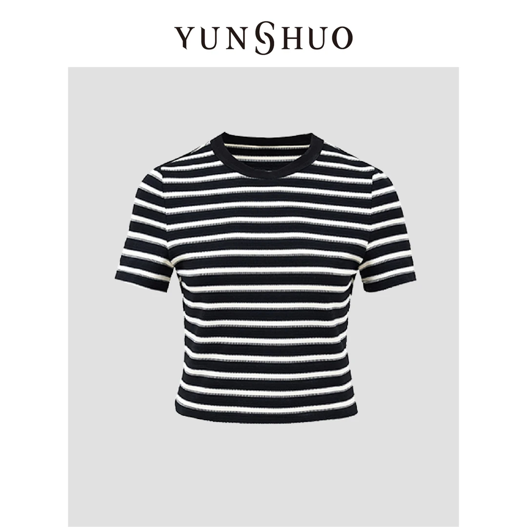 YUNSHUO 2024夏季新款时尚百搭显瘦气质短袖T恤 325336