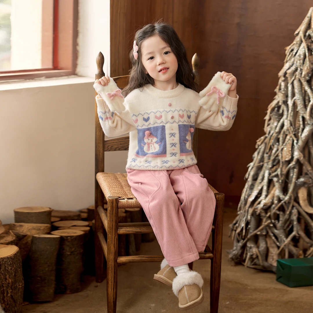 小O宝哦kids童装 宝宝加绒哈伦裤2024冬季新款休闲裤 OSK94053