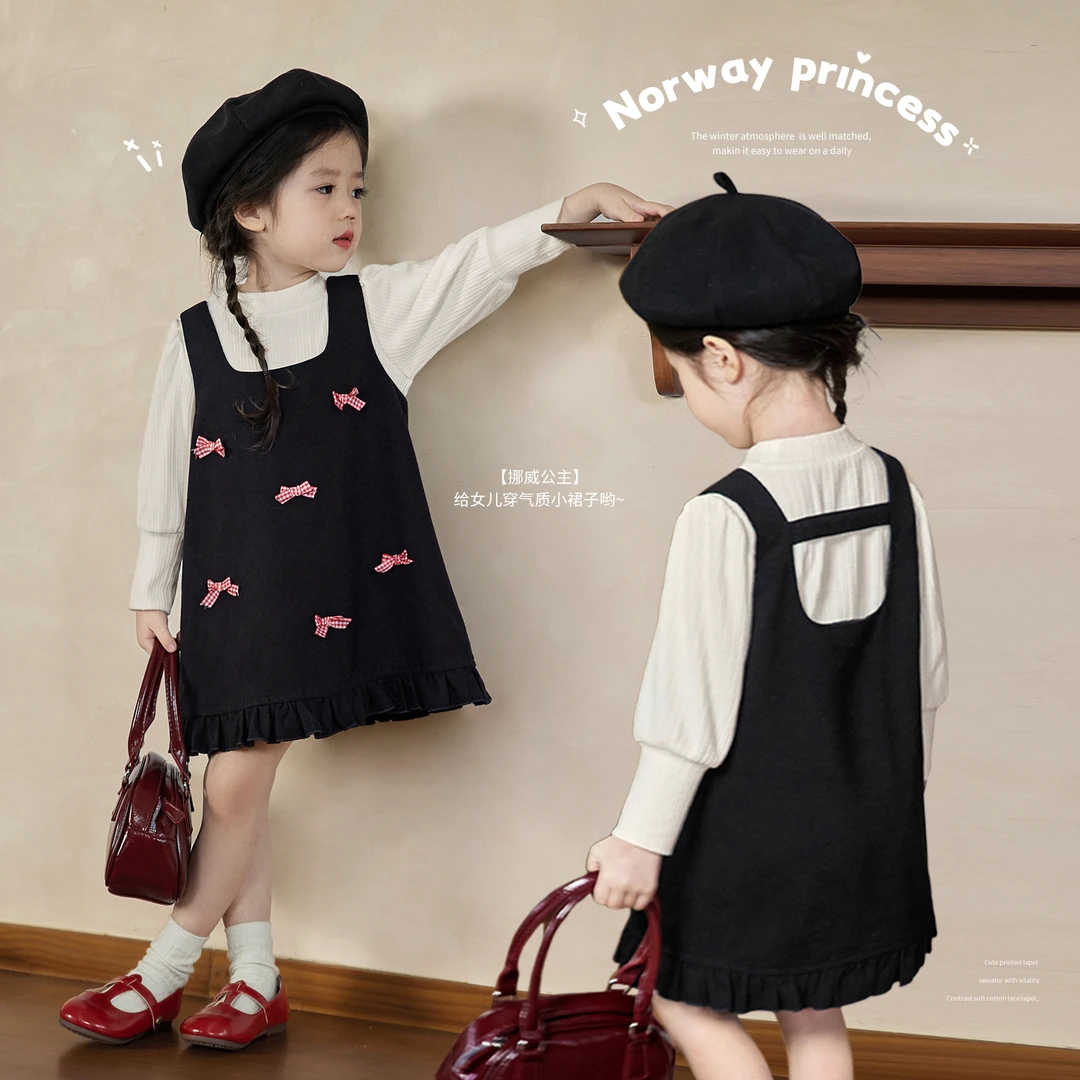 陈大猪小O宝Okids 秋季女宝宝法式时尚背带公主裙套装 YPQ424136