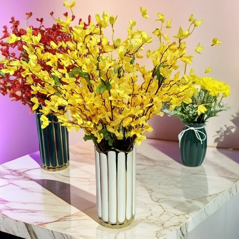 西藏包邮仿真迎春花餐桌台面书桌装饰品插花