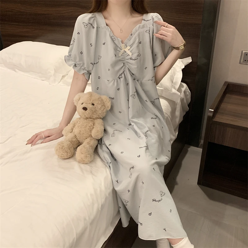 带胸垫睡裙女款夏季短袖新款宽松薄款网红爆款夏天休闲睡衣家居服