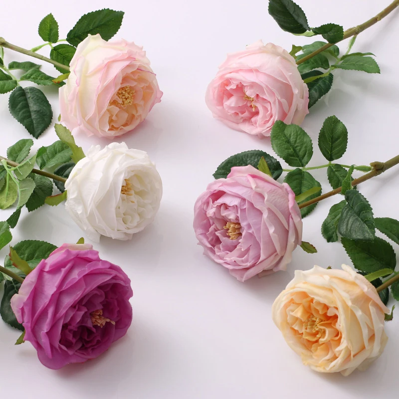 玫瑰花仿真花手感保湿奥斯汀花束客厅装饰花轻奢韩版餐桌花