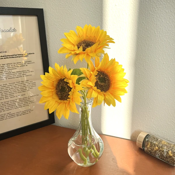 向日葵花束仿真花盆景太阳花摆设假绢花家居客厅北欧装饰品摆件