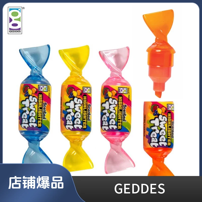 彩色糖果香味荧光笔小学生标记笔万圣节儿童趣味学习班级奖品礼物