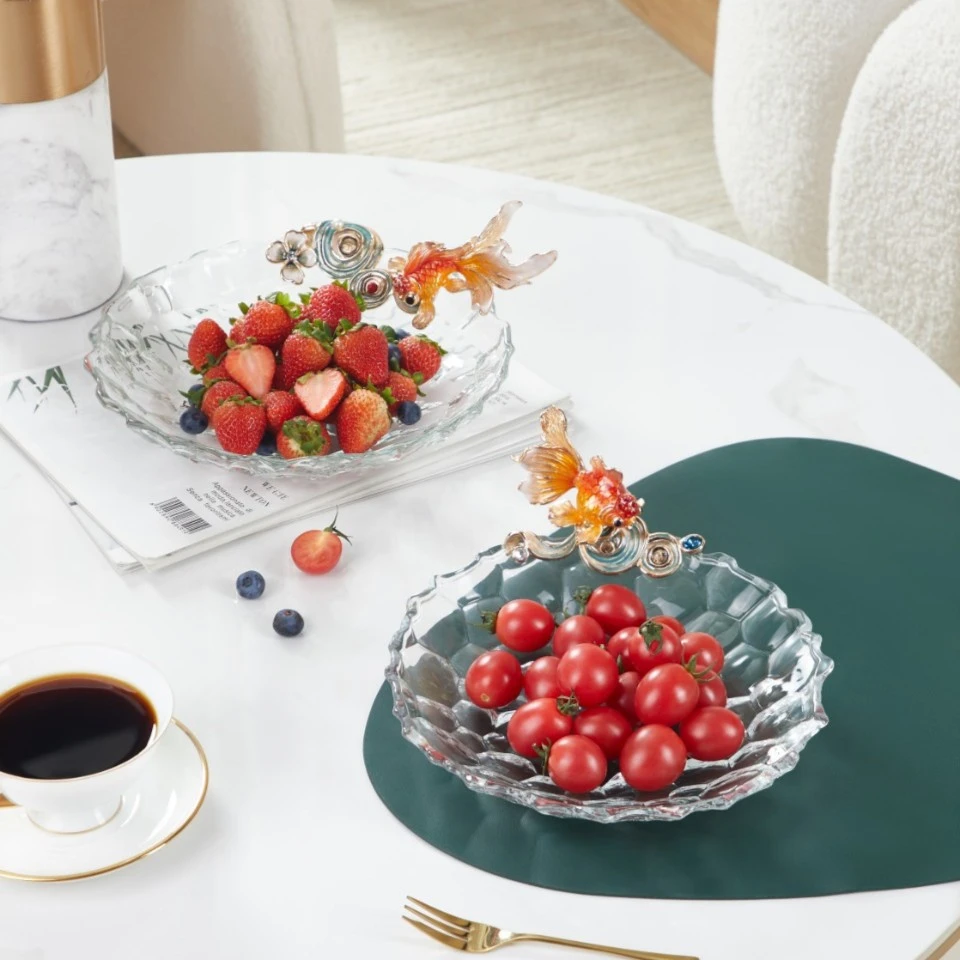 娜缇家居《金玉满堂》珐琅彩果盘创意家用厨房零食盘餐厅客厅干果碟