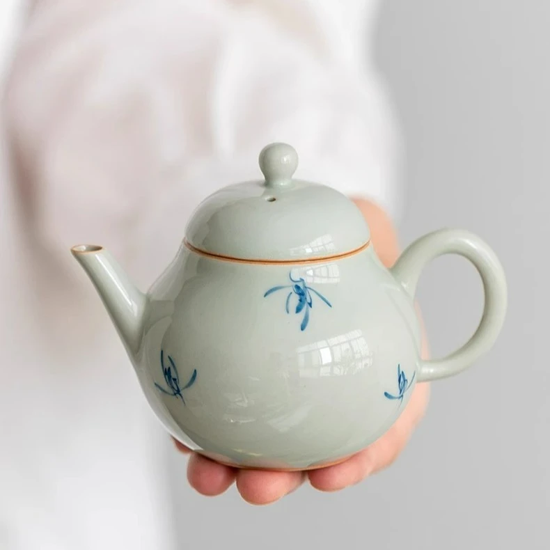 民厝 仿古手绘兰花茶壶单个泡茶壶中式功夫茶具家用陶瓷小梨茶壶