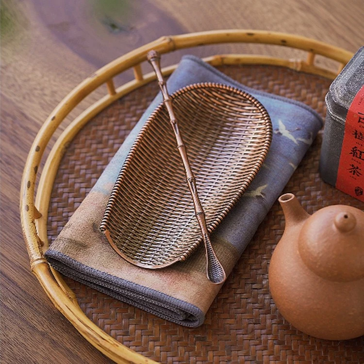民厝 黄铜茶则两件套纯手工茶荷茶勺茶铲茶道配件功夫茶具零配