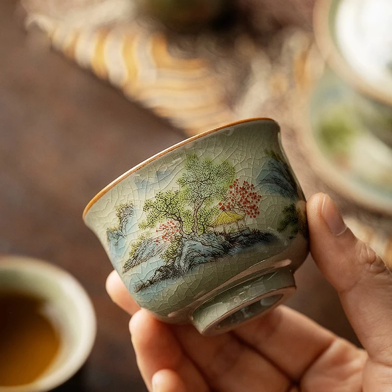 民厝 老陶泥开片古汝只此青绿单杯手工主人杯单杯品茗杯功夫茶杯