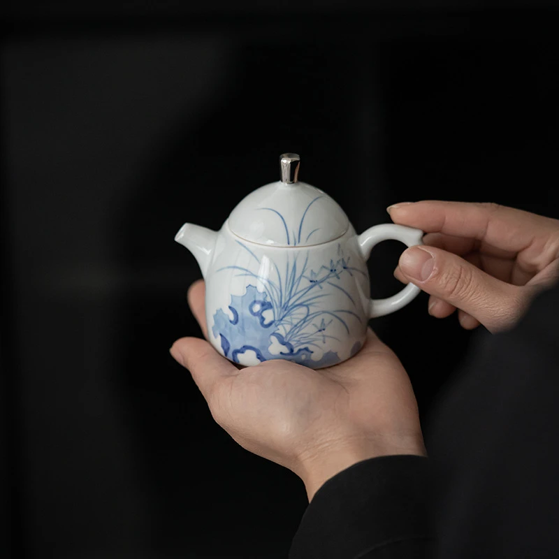 mincuo/民厝手绘空谷幽兰小文壶手写诗文家用泡茶壶功夫茶具单壶