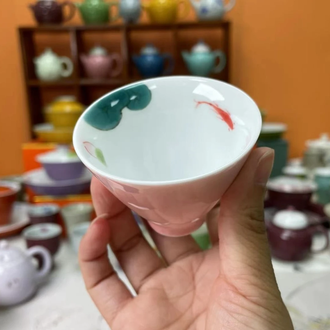 mincuo/民厝手绘粉色荷叶鱼斗笠杯