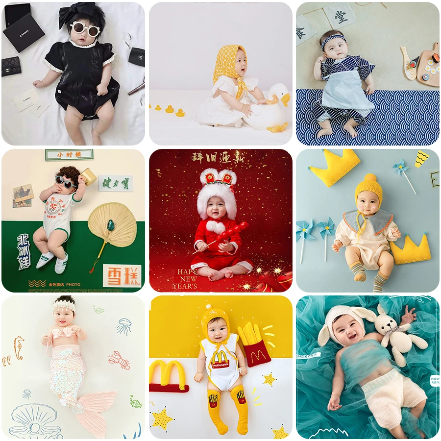 出租百天照道具满月新生婴儿童摄影服拍照宝宝百日主题服装男女宝
