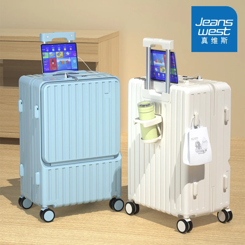 Jeanswest/真维斯登机箱前置开口行李箱小型多功能旅行箱子加厚