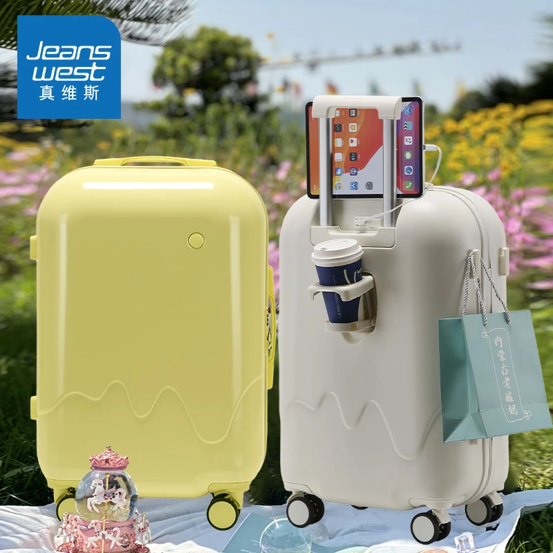 Jeanswest/真维斯泡泡行李箱万向轮登机箱旅行箱便携多功能密码箱