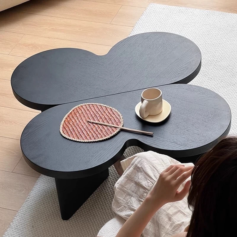 意式极简蝴蝶茶几实木异型创意小户型茶桌茶台法式中古