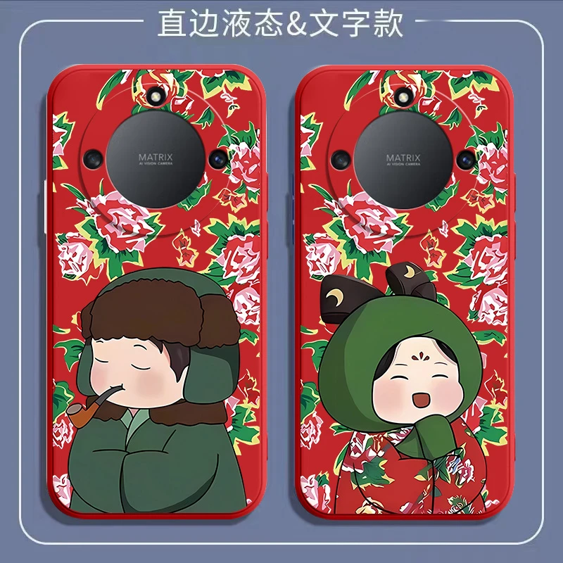 适用荣耀x40手机壳RMO-AN00保护套软外壳东北大棉袄全包液态硅胶