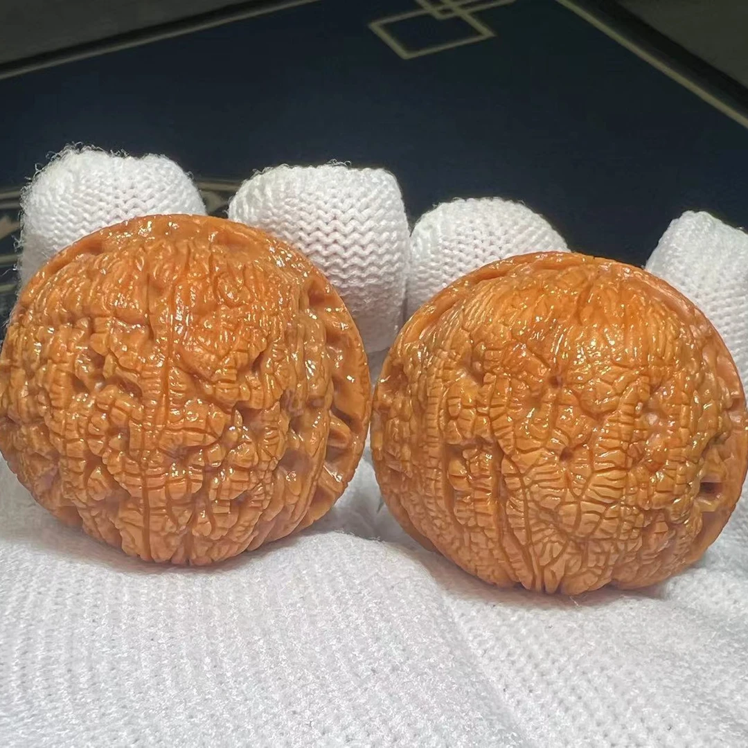 【龙珠】秦岭野生文玩核桃精选配对34-35mm