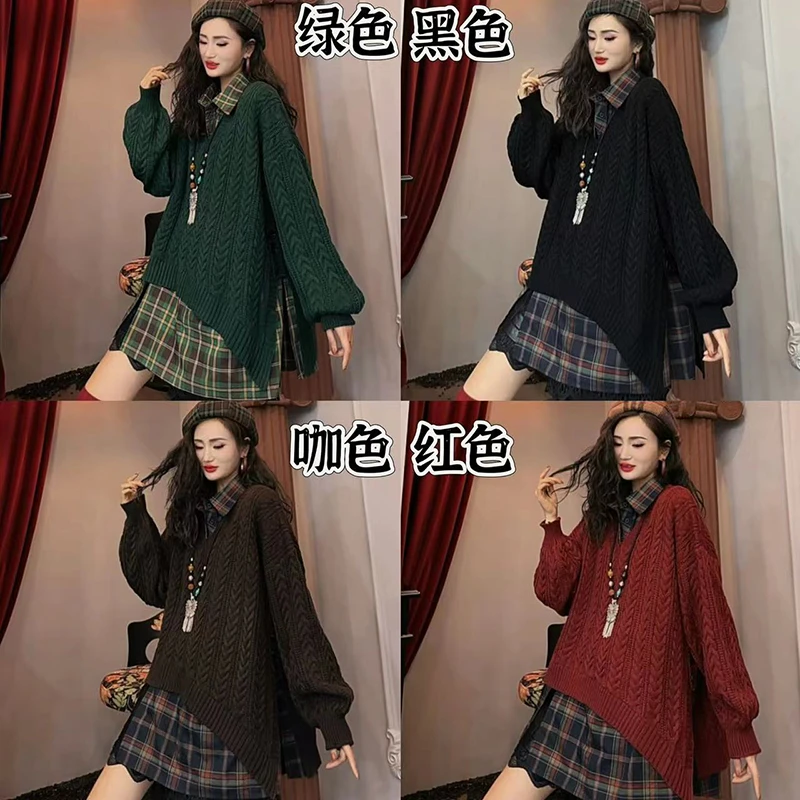 秋冬时尚百搭毛衣女士新款慵懒风侧边带扣设计感休闲针织衫-3385