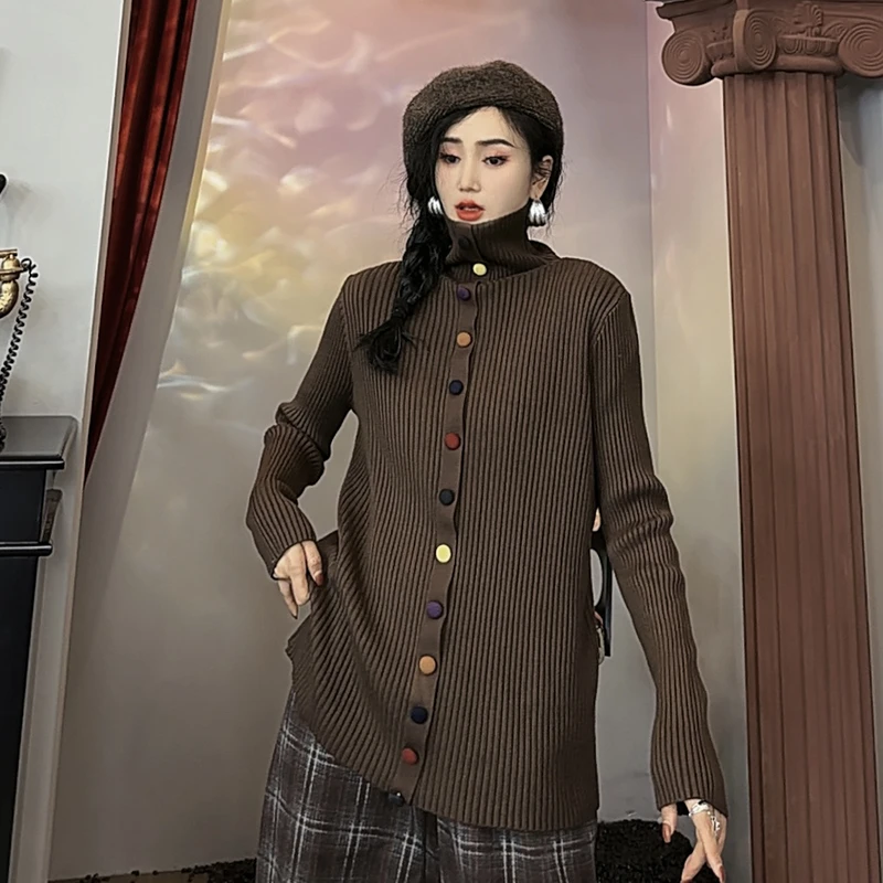 秋冬韩系高领长袖毛衣女时尚慵懒风宽松显瘦百搭针织上衣-96130