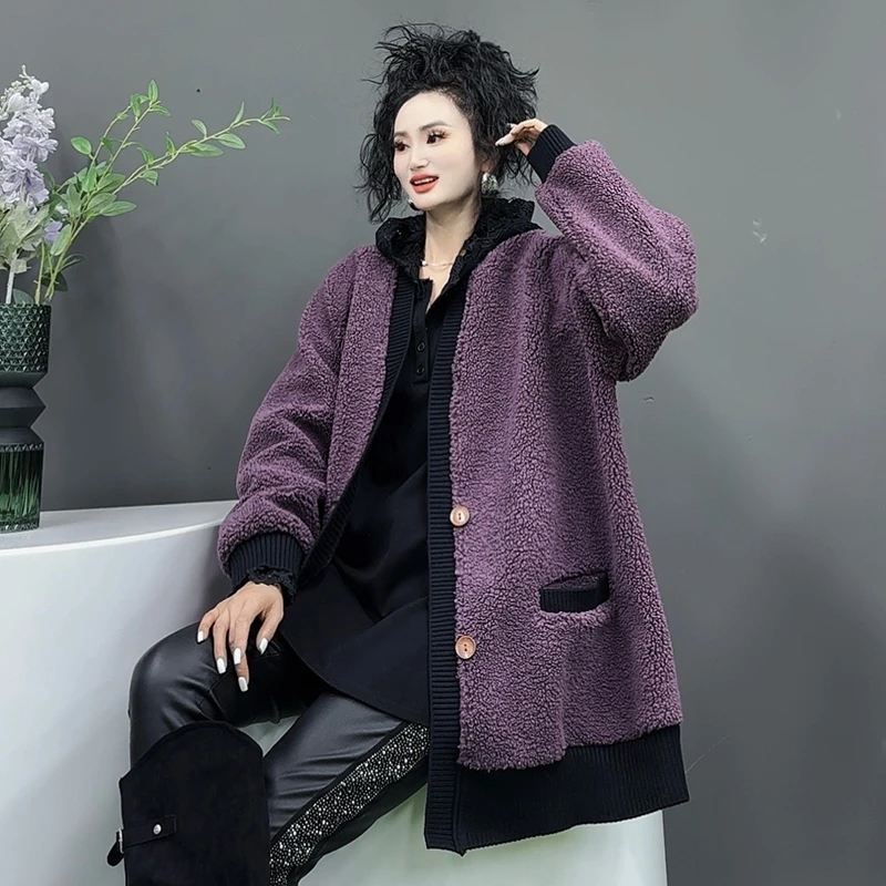 【爆款上新】秋冬2024新款羔羔毛外套女时尚休闲上衣外套潮-8009