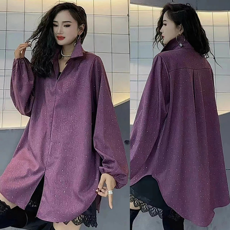 波点长袖衬衫女秋季新款设计感韩系穿搭时尚洋气宽松衬衣-24729