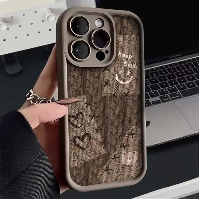 毛衣小熊适用苹果13手机壳14iphone15pro/12女11华为vivo小米oppo