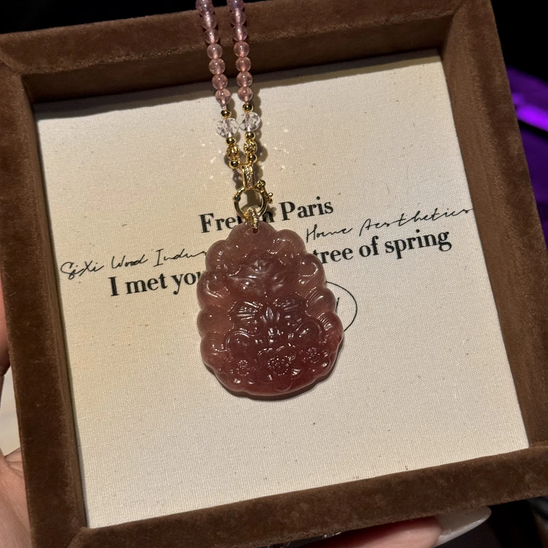 【红娘】天然草莓晶九尾娘娘新中式国风气质吊坠项链