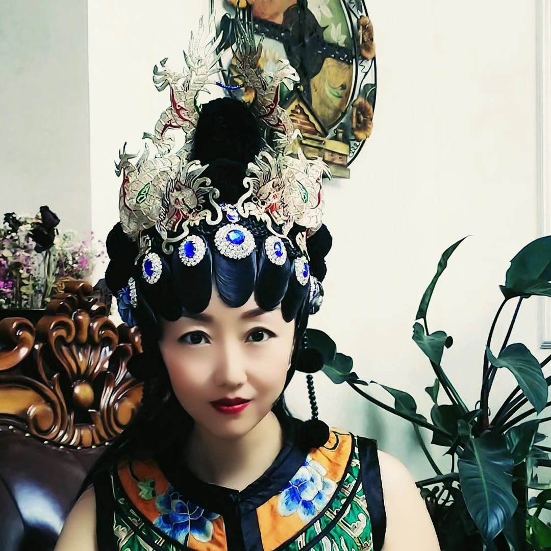 老绣帽夹戏曲风二龙戏珠帽夹