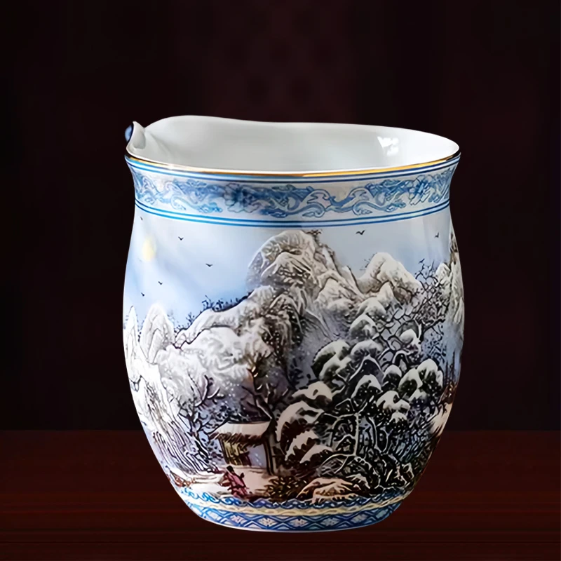景德镇雪景瑞雪兆丰年陶瓷茶海公道杯分茶器茶具配件
