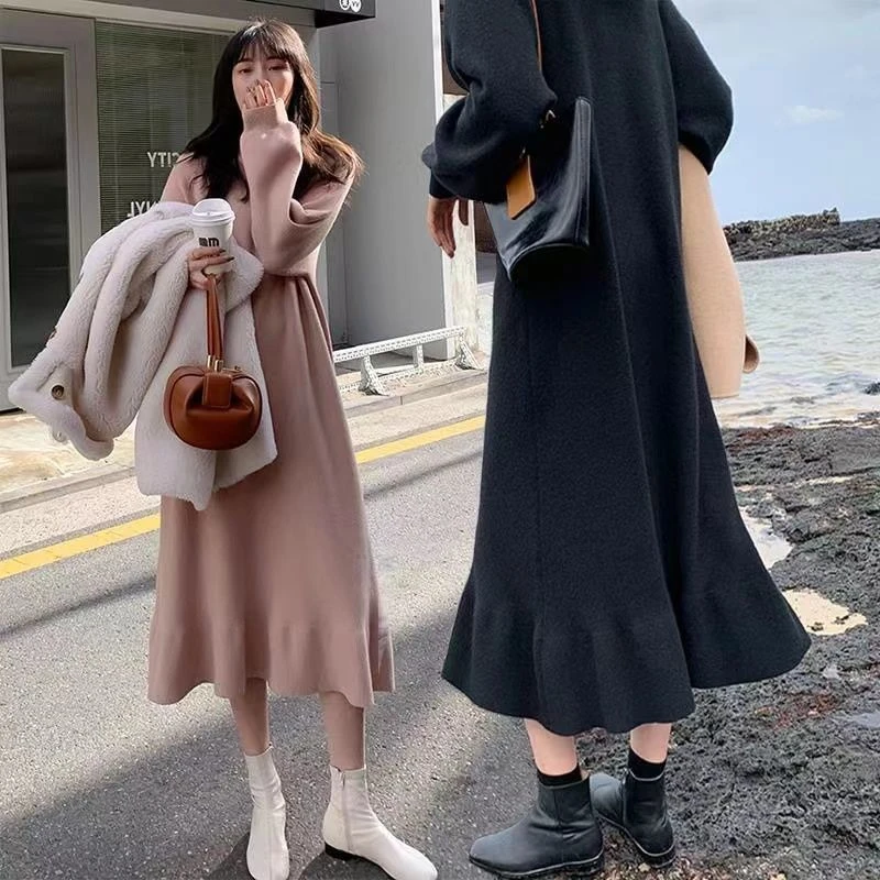 哺乳衣外出辣妈新款秋装时尚针织连衣裙女装孕妇装产后外穿喂奶衣