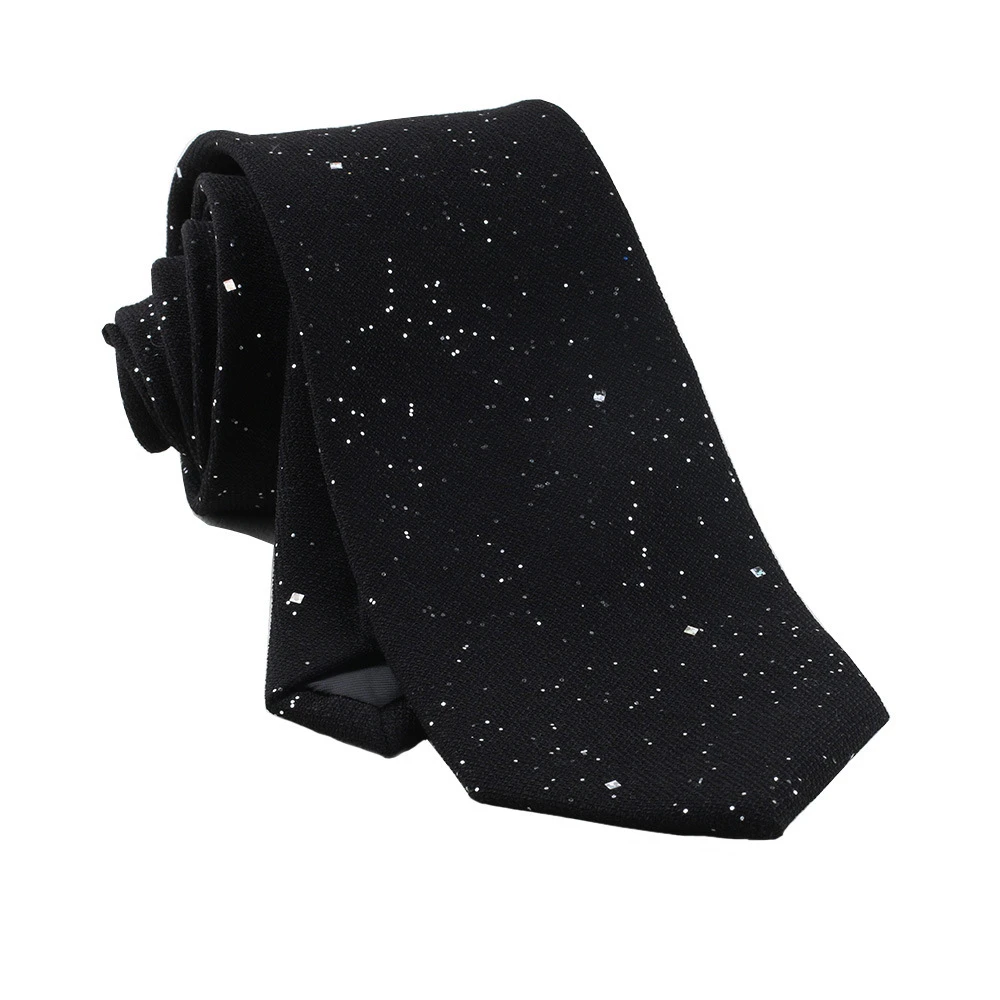 时尚休闲百搭领带黑色潮流个性银色正装轻奢高档ins优雅质感男士