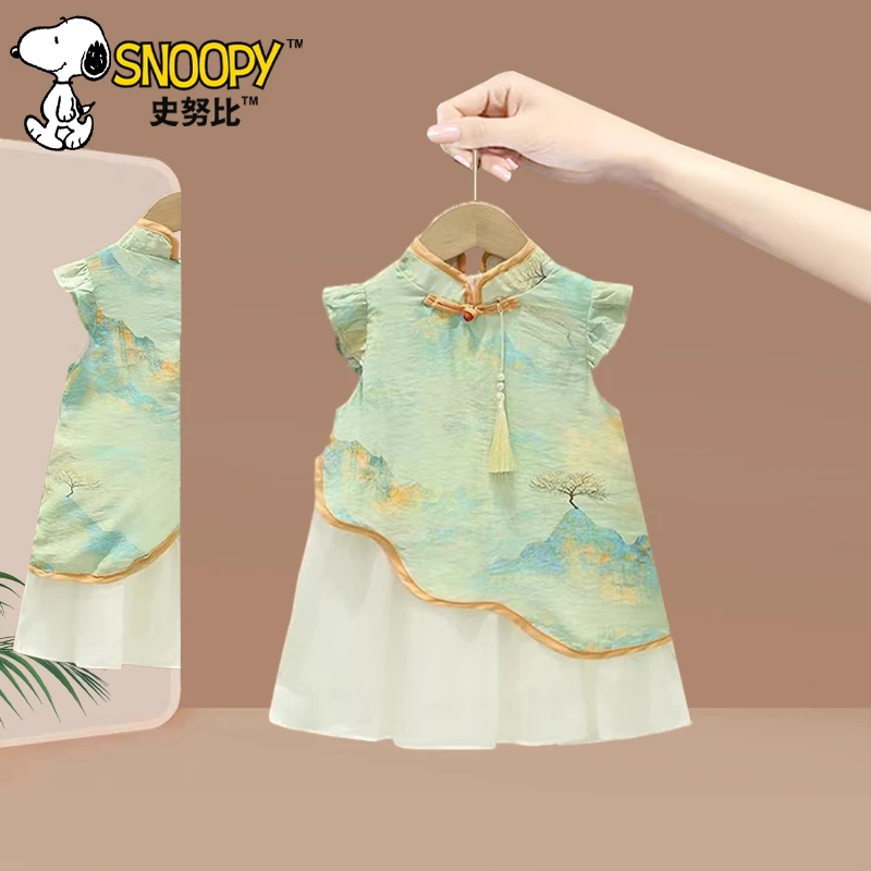 【KIDS童装专属】史努比女童夏季中式连衣裙旗袍 古风国潮清新裙子