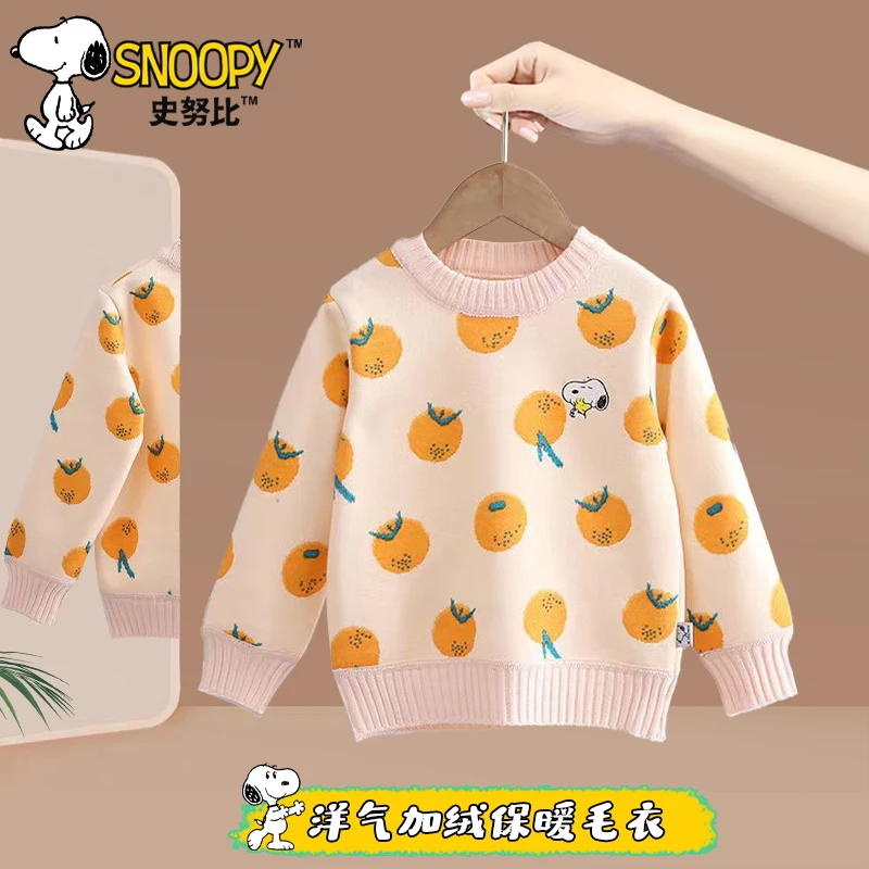 Snoopy/史努比女童冬季套头毛衣 新款小橘子韩版套头亲肤绒毛衣