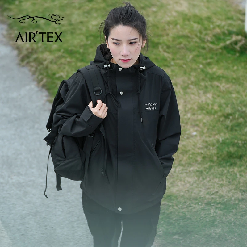 AIR TEX/亚特龙正品男女山系冲锋衣秋冬连帽情侣三防单层防水外套