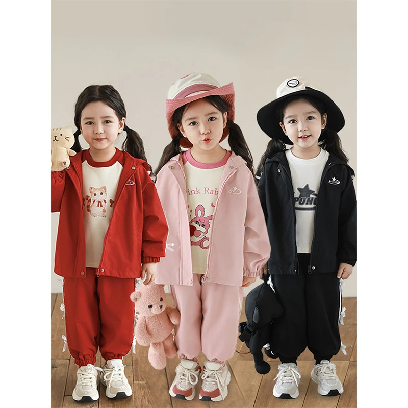 【2025丘哆萌秋款清】女童侧边立体蝴蝶结套装款卡通外套套装AQ0358