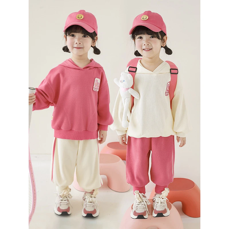 【2025丘哆萌春款清】女童休闲运动套装儿童卡通连帽两件套AC0031