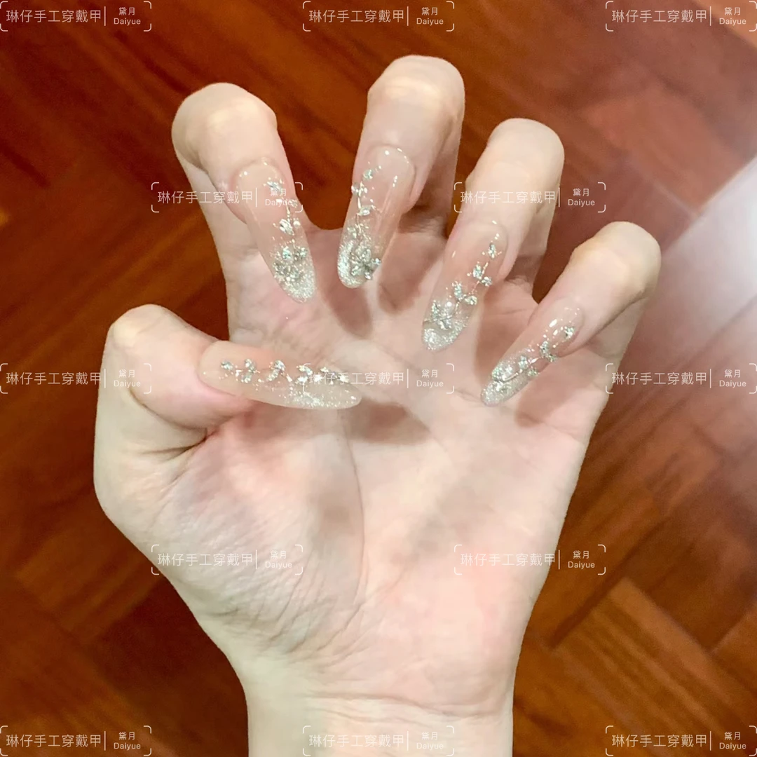 星河麦穗纯手工光疗美甲贴果冻贴片指甲穿戴甲简约梯形重复使用