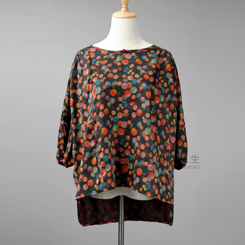 快乐星球！香云纱气质减龄百搭时尚休闲上衣夏款女士优雅衬衫X2678